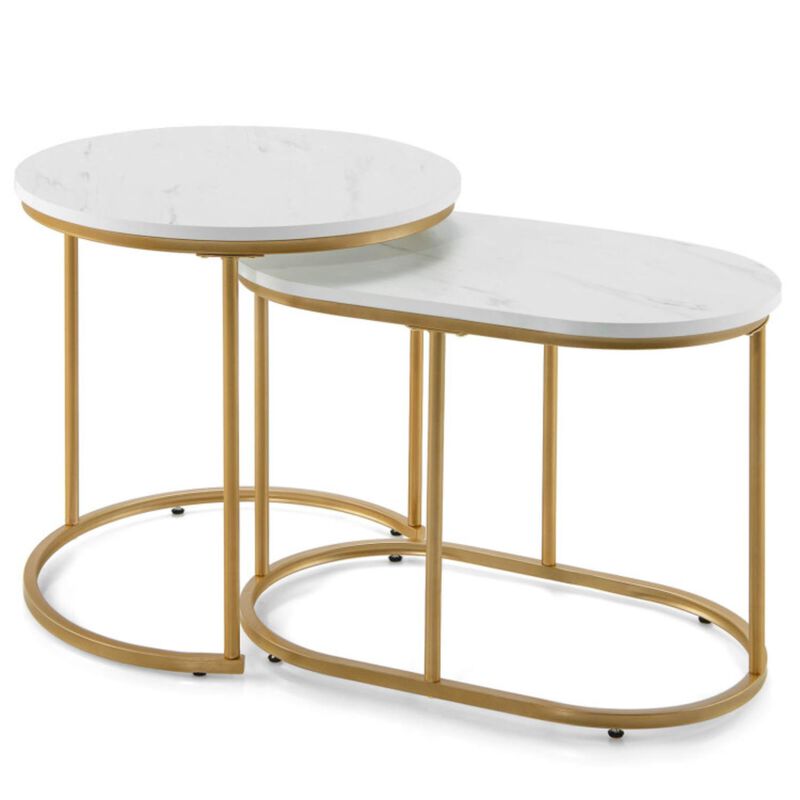 Hivvago Modern Nesting Coffee Table Set of 2-White