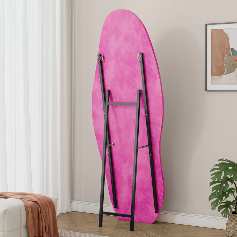 Full Length Mirror 63 x 24 Irregular Wavy Floor or Wall Mirror with Flannel Wrapped Wooden Frame for Bedroom Living Room image number 6