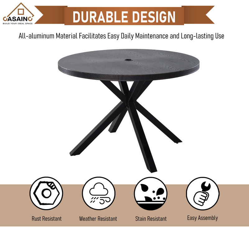 42 inch W Round Aluminum Outdoor Dining Table
