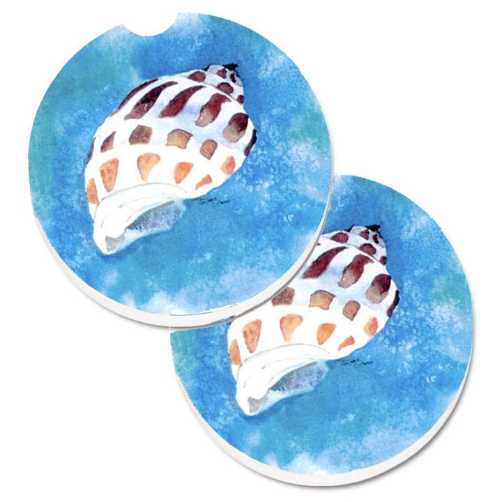 Caroline's Treasures Shells Set of 2 Cup Holder Car Coasters 8010CARC, 2.56, Multicolor