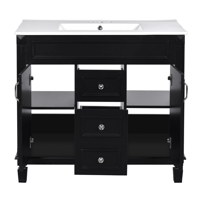 36 in. W Modern Bathroom Vanity with Sink and Top, 2 Soft-Close Doors and Storage Cabinet image number 4