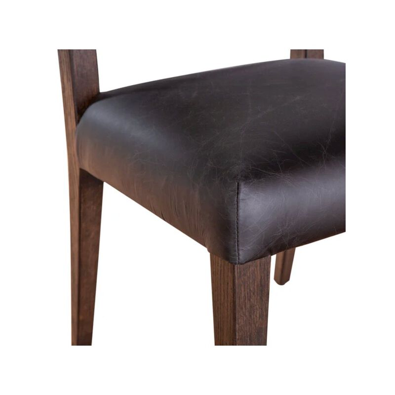 World Interiors Lila Dining Chair in Black Leather and Linen image number 4
