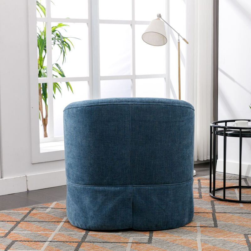 360-degree Swivel Accent Armchair Linen Blend Blue image number 3