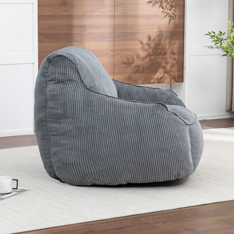 GOODSILO Ergonomic Corduroy Bean Bag Sofa Chair with Armrests for Comfortable Lounging and Relaxation in Any Living Space image number 6