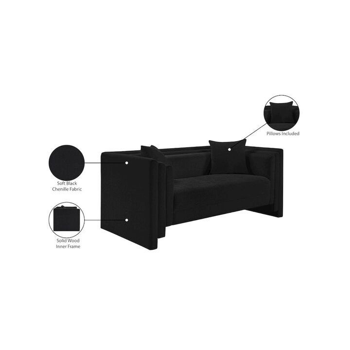 Meridian Furniture Everett Black Chenille Fabric Loveseat
