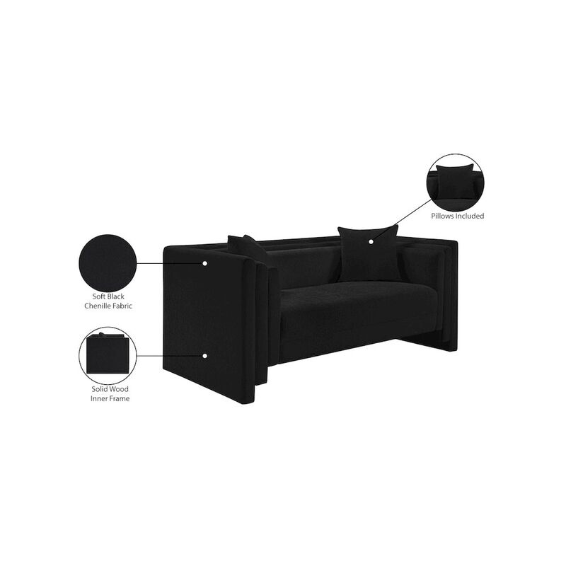 Meridian Furniture Everett Black Chenille Fabric Loveseat