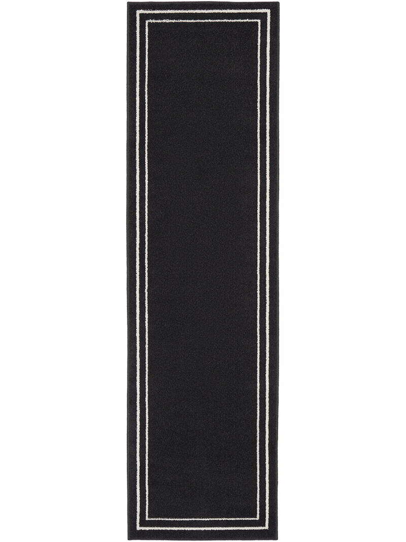 Nourison Essentials NRE02 Black/Ivory 2'2" x 7'6" Rug image number 0