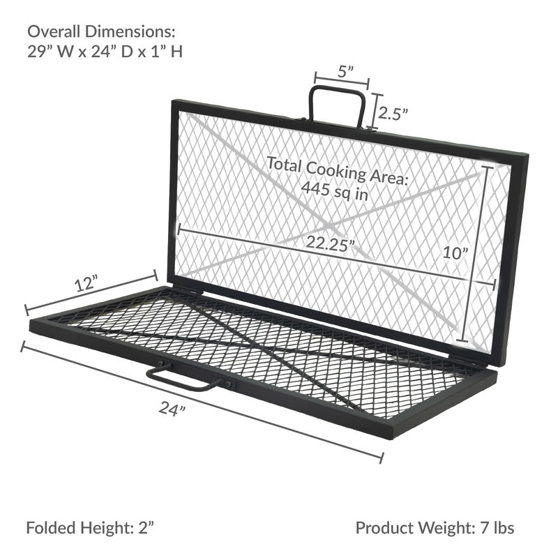 Sunnydaze Folding Black Steel Square Fire Grate - 24 in image number 2