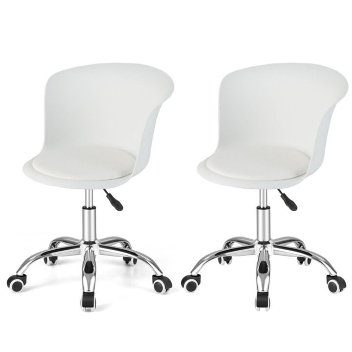 Hivvago Set of 2 Office Desk Chair with Ergonomic Backrest and Soft Padded PU Leather Seat