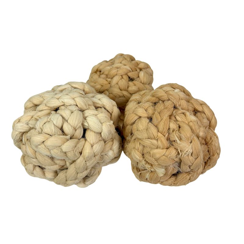 Set Of 3 Decorative Jute Orbs 6 In Braided Rope Bowl Filler Balls image number 1