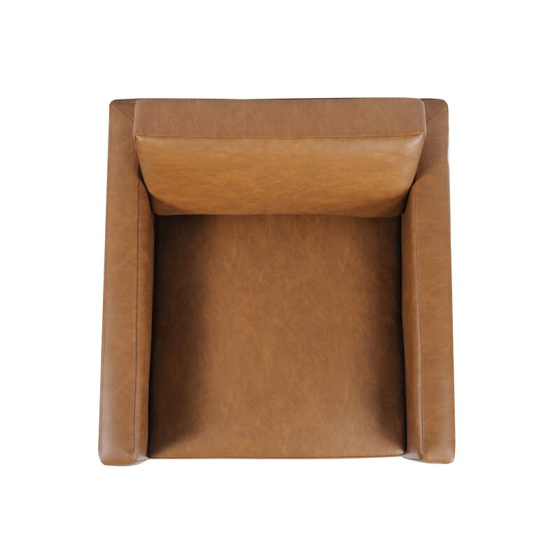 Fiam Accent Armchair, Caramel Brown Faux Leather, Modern Black Legs