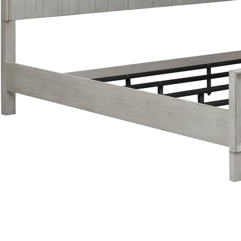 Liberty Furniture Farmhouse Reimagined Queen Poster Bed in Antique White w/ Chestnut Top image number 2