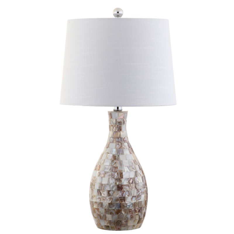 Verna 26.5" Seashell LED Table Lamp, Ivory/Beige image number 8