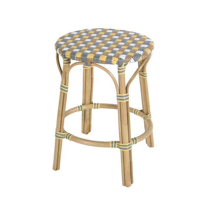 Butler Specialty Ballito 24 in. Seat Height Oval Rattan Counter Stool, Yellow and Brown