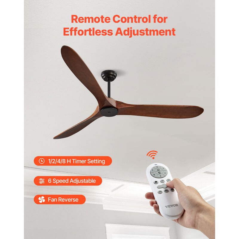 Modern 72 Inch Ceiling Fan without Light with Remote Control 6 Speeds image number 2