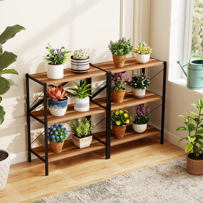 Heavy Duty 3 Tier Bookcase with Metal Frame, Open Display Rack image number 4