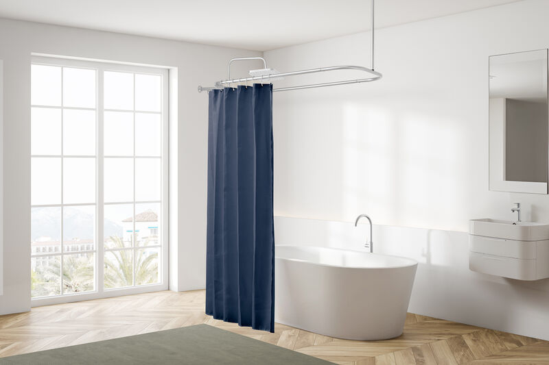 Utopia Alley Rustproof Aluminum Hoop Shower Rod With Ceiling Support for Clawfoot Tub, 58.3 Inch Size by 24 Inch image number 6