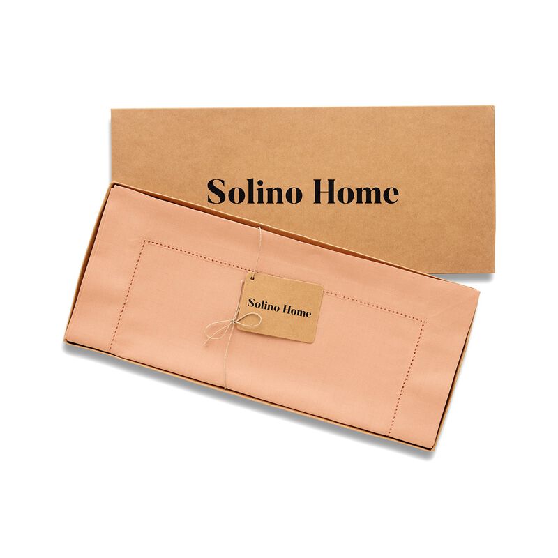 Solino Home Cotton Linen Hemstitch Table Runner &ndash; Handcrafted, Machine Washable, Perfect for Holiday and Everyday Dining