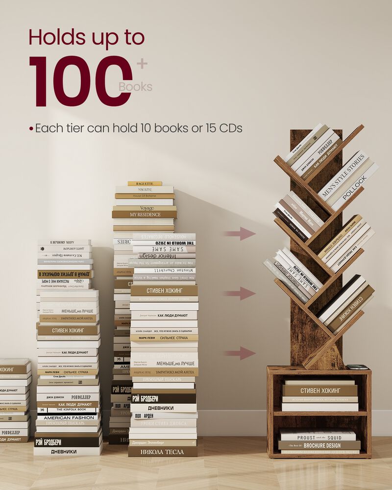 Modern Tree Shape Bookshelf with Cabinet Doors Storage Unit image number 4