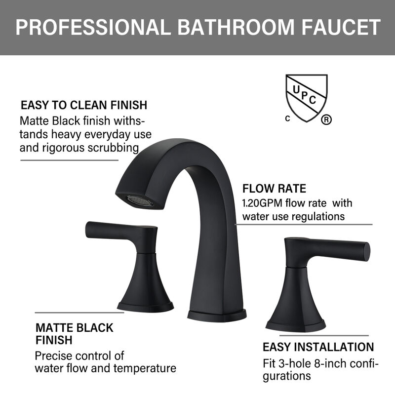 Widespread Bathroom Sink Faucets Two Handle 3 Hole Vanity Bath Faucet With Drain Assembly