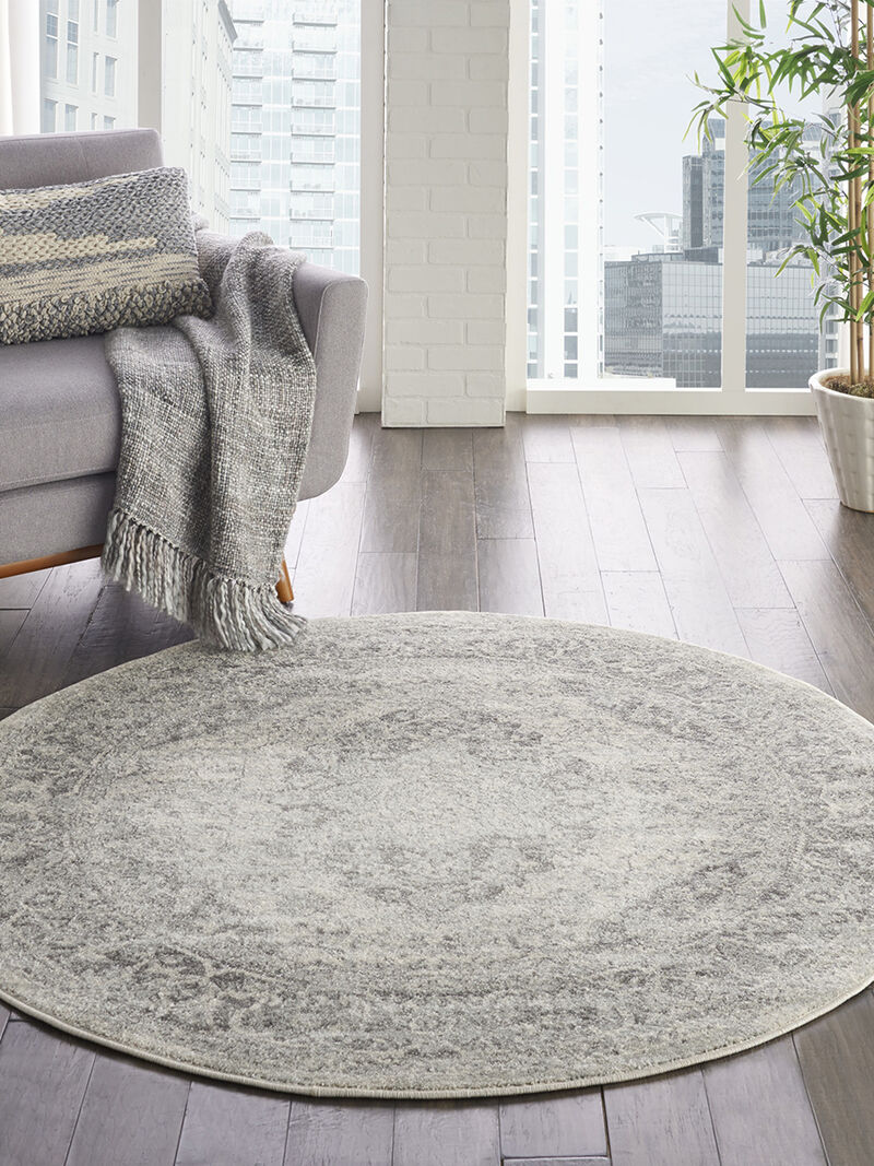 Tranquil TRA05 Ivory/Gray 4' x Round Rug
