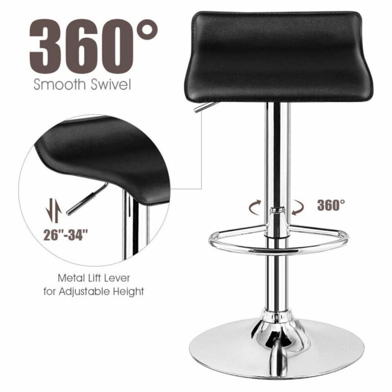 Hivvago Set of 2 Adjustable PU Leather Backless Bar Stools