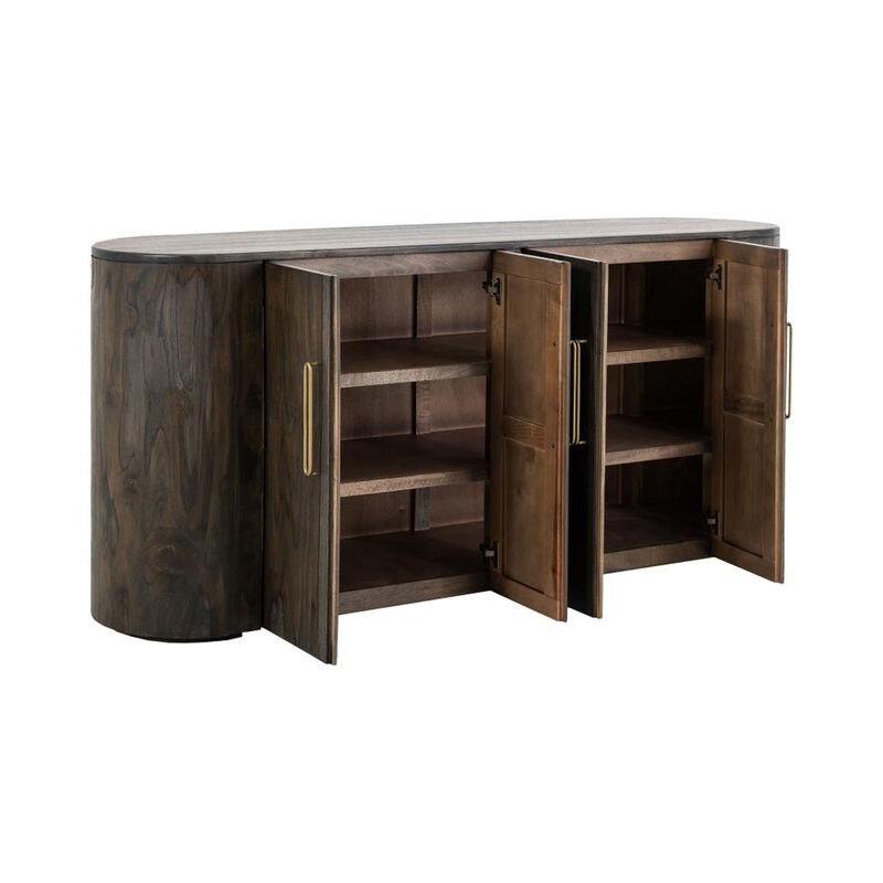 Eray Sideboard Buffet Cabinet Console, 4 Door Bronze, Black Mango Wood