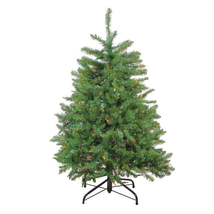 4' Pre-Lit Northern Pine Full Artificial Christmas Tree - Multicolor Lights