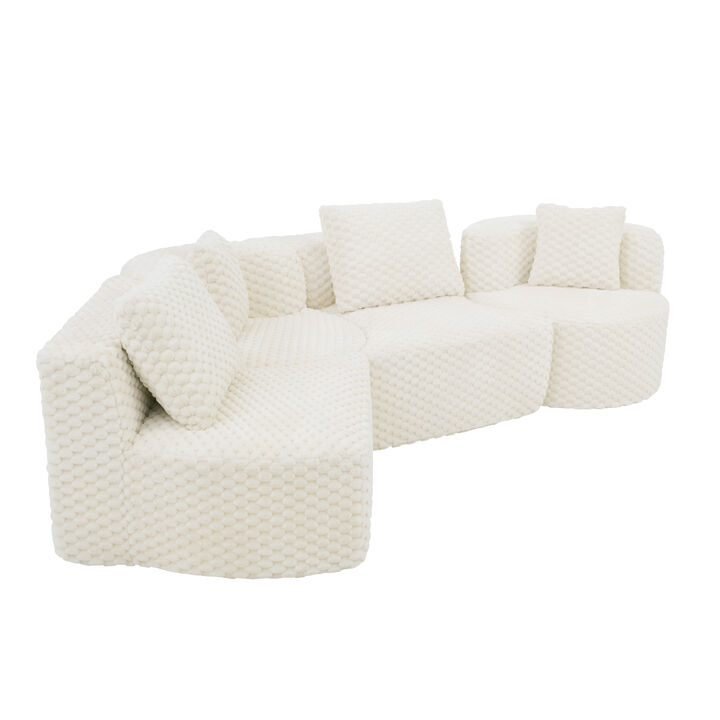 Merax Modular Sofa with Deep Seating & Bubble Velvet Upholstery &ndash; Freely Configurable Sections