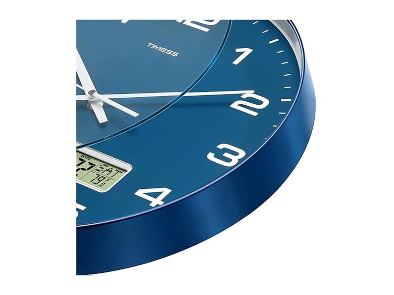 LCD Display Perpetual Calendar Temperature Wall Clock 12 Inch Silent Non Ticking image number 2
