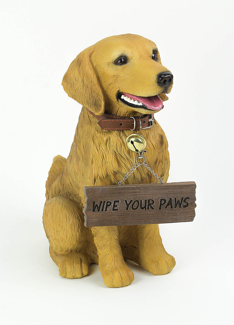 Harley the Golden Retriever Dog Realistic Lifelike Statue with Reversible Sign image number 1