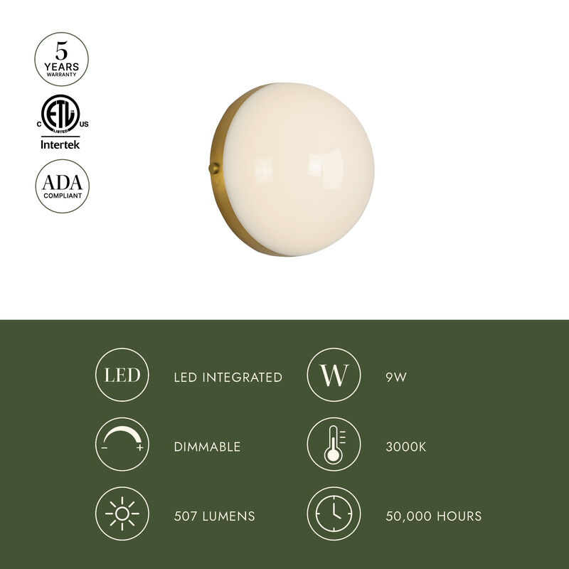 Globo 7-in Damp-Rated Dimmable LED Wall/Vanity Light image number 3