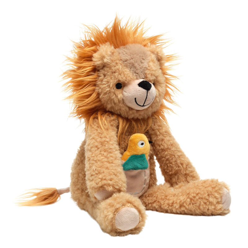 Lambs & Ivy Jungle Friends Plush Lion with Bird Stuffed Animal Toy - Everett