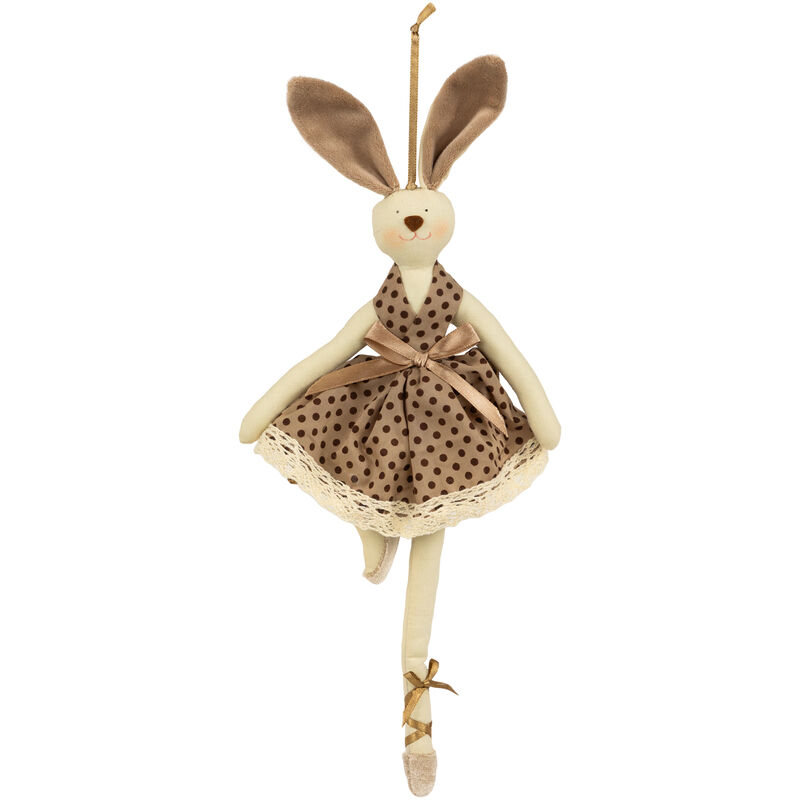 Plush Ballerina Bunny Hanging Easter Decoration- 13" - Brown