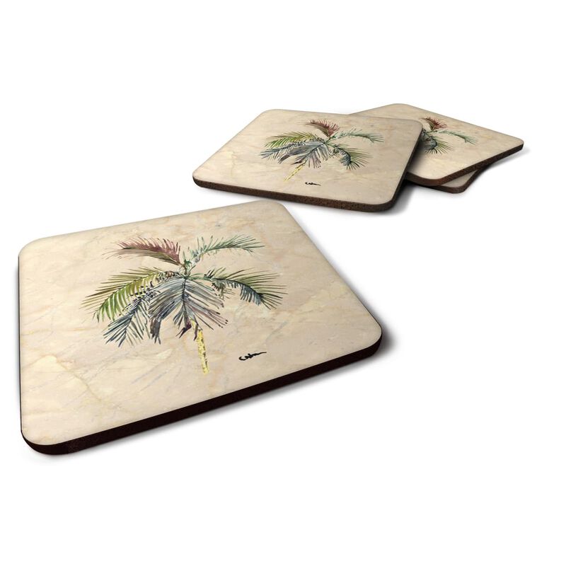 Caroline's Treasures 8483FC Tree-Palm Tree Foam Coasters (Set of 4), 3.5 H x 3.5 W, Multicolor