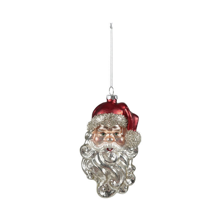 Mercury Glass Santa Ornament with Mica Accents, Multicolor