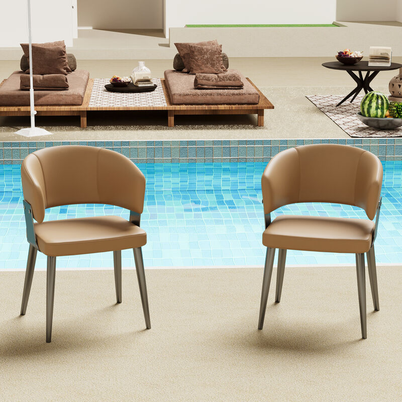 Leather Dining Chair with Metal Legs 2-piece 20.27"