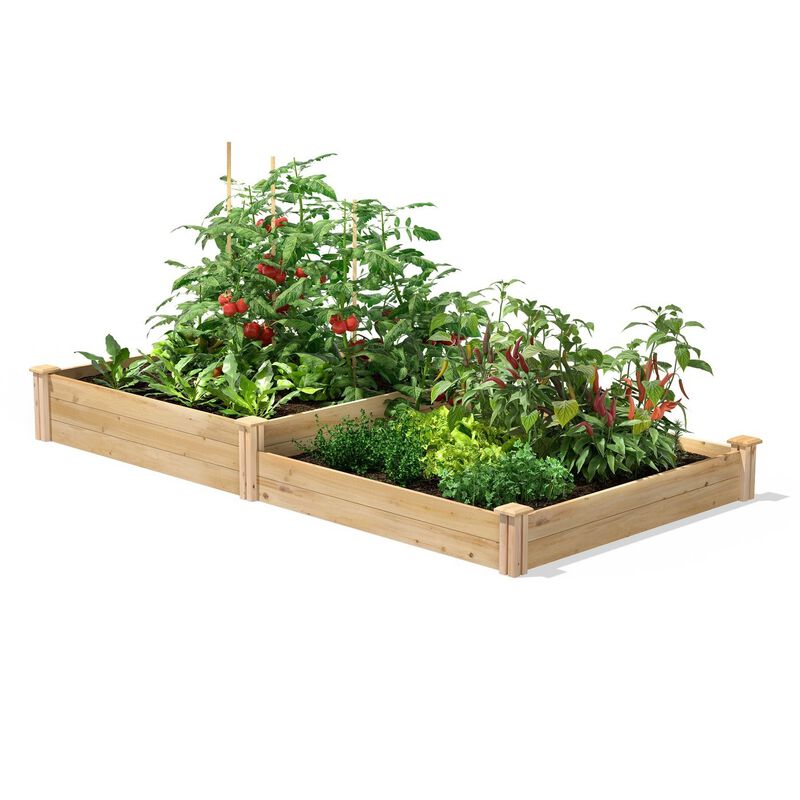 Outdoor 2-Tier Raised Planter – Durable Cedar Wood Garden Bed for Herbs & Vegetables