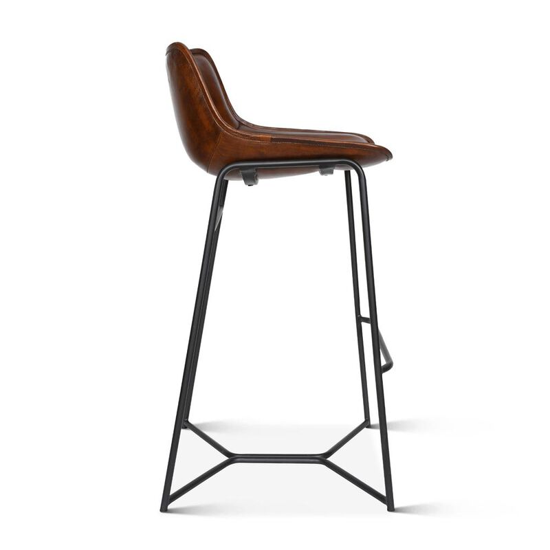 World Interiors Brisbane Stanley Bar Chair in Hand Washed Chestnut Leather