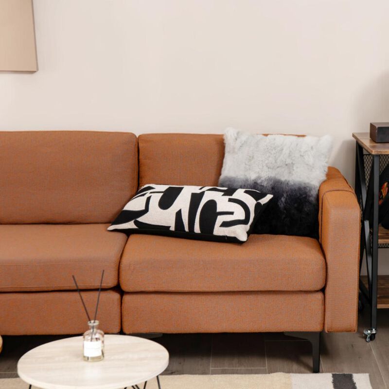 Modern Loveseat Sofa Couch with Side Storage Pocket and Padded Sponge Seat Cushions for Living Room image number 2