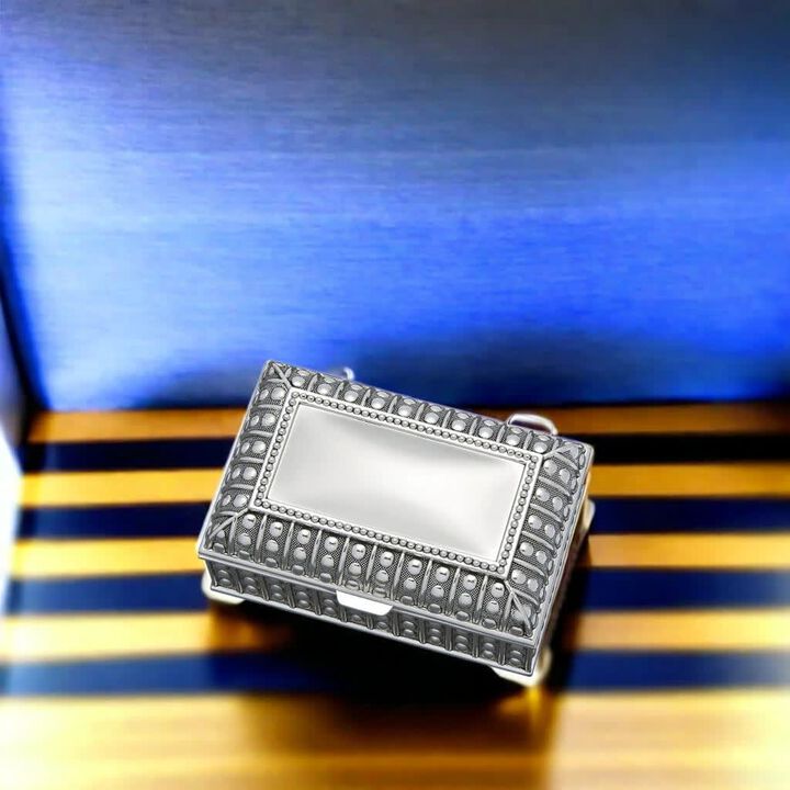 2.25" Silverplated Rectangular Box with Beaded Antique Design