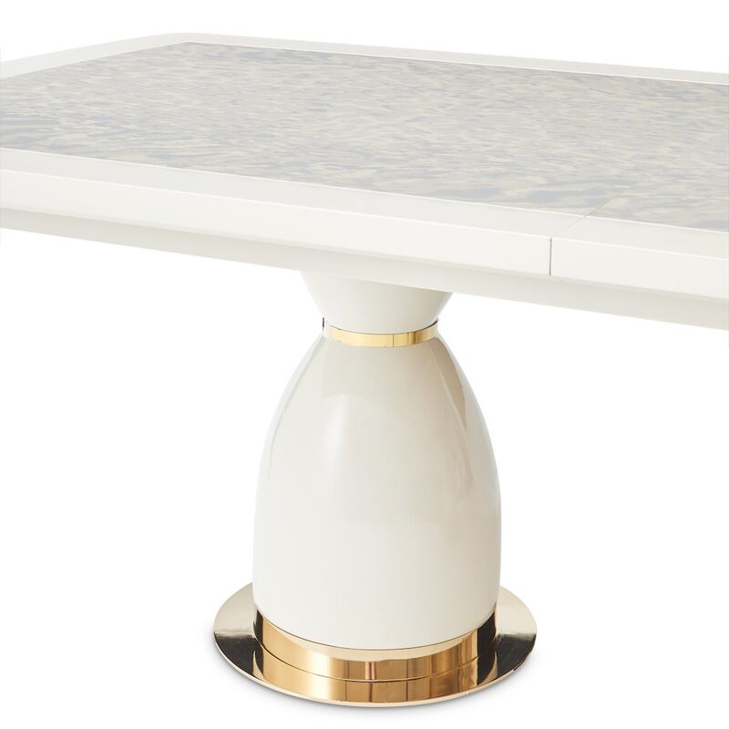 Michael Amini Lisbon Double Pedestal Dining Table - Silken Matte Cream image number 6