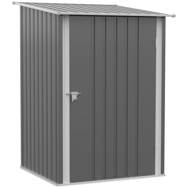 Outsunny 3.3' x 3.4' Outdoor Storage Shed, Galvanized Metal Utility Garden Tool House, 2 Vents and Lockable Door for Backyard, Bike, Patio, Garage, Lawn, Gray