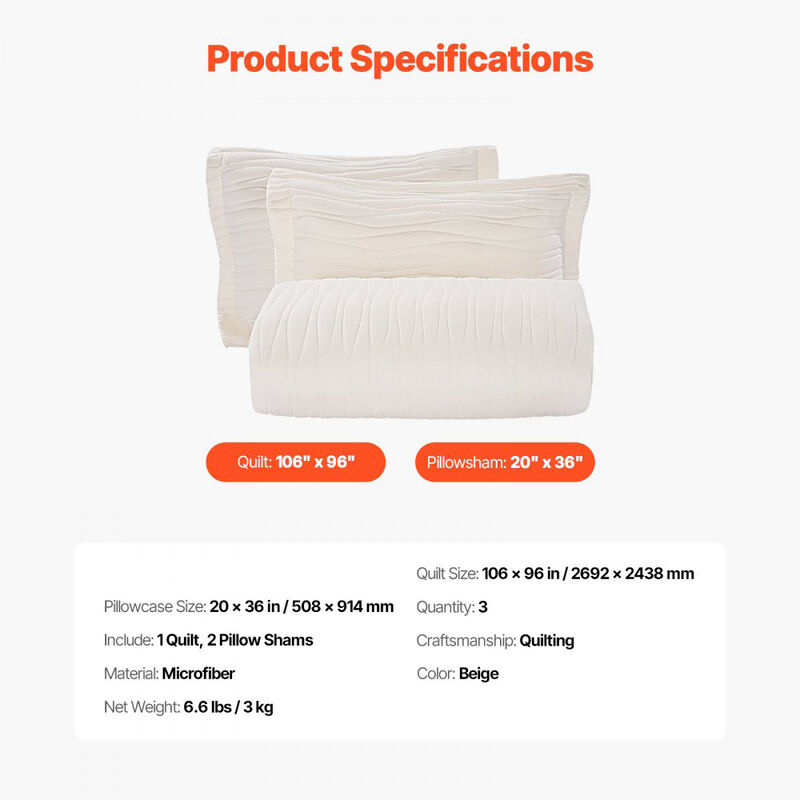 King Quilt Set 3 Piece, Lightweight Microfiber Bedding Set with Pillow Shams image number 2