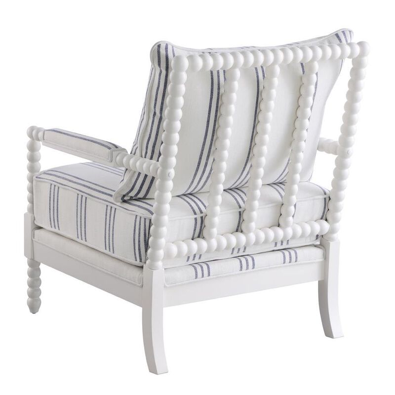 Coaster Co. of America Blanchett Upholstered Accent Chair with Spindle Accent White and Navy