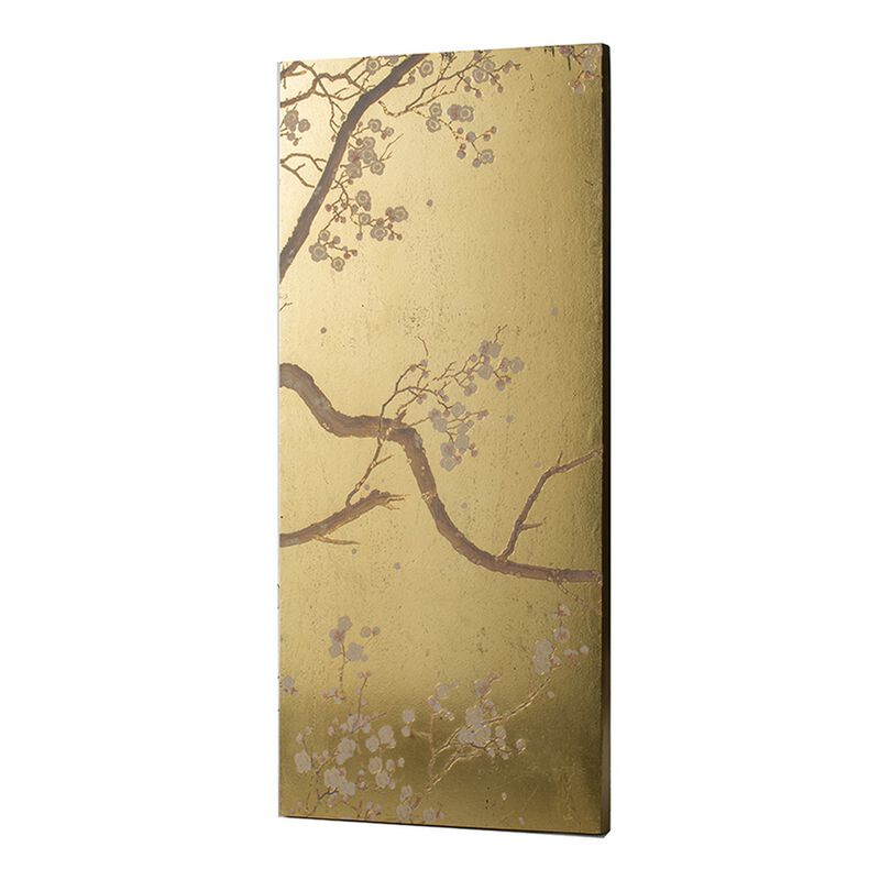 Tim 47 Inch Tall Wall Art Set of 2, Divided Floral Design, Gold, Brown image number 3