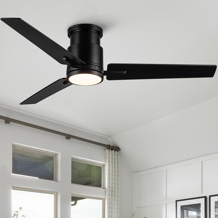 52 Inch Matte White Ceiling Fan with LED Light, Antique Walnut ABS Blades Indoor Ceiling Fan