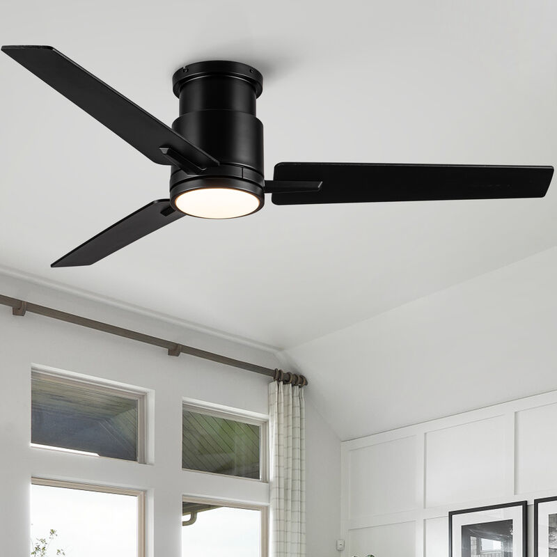 52 Inch Matte White Ceiling Fan with LED Light, Antique Walnut ABS Blades Indoor Ceiling Fan image number 1