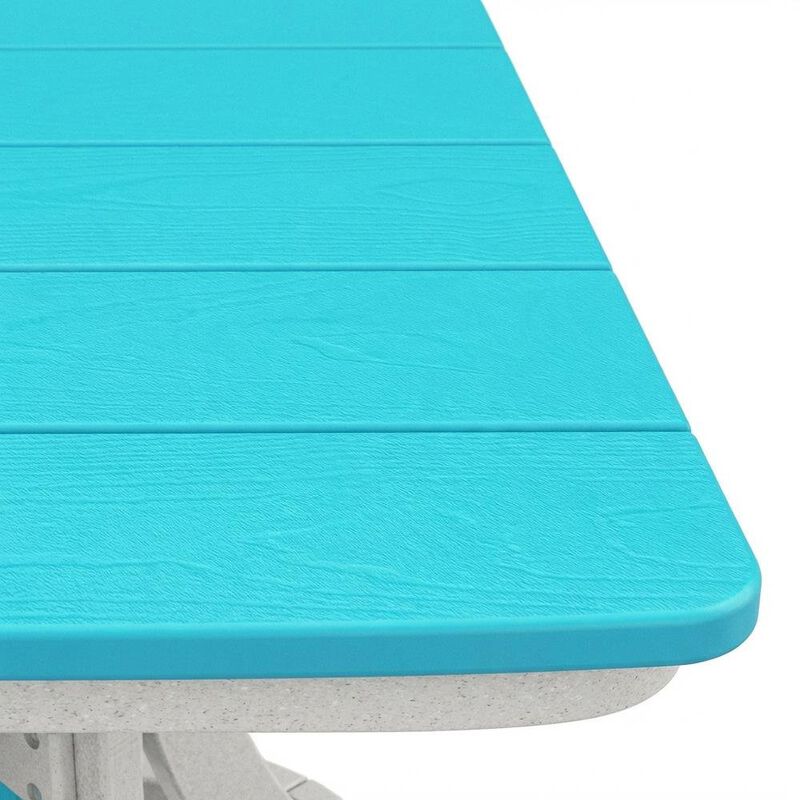 Outdoor Escape Square Outdoor Dining Table In Aruba Blue With White Base, Polyethylene Material image number 4