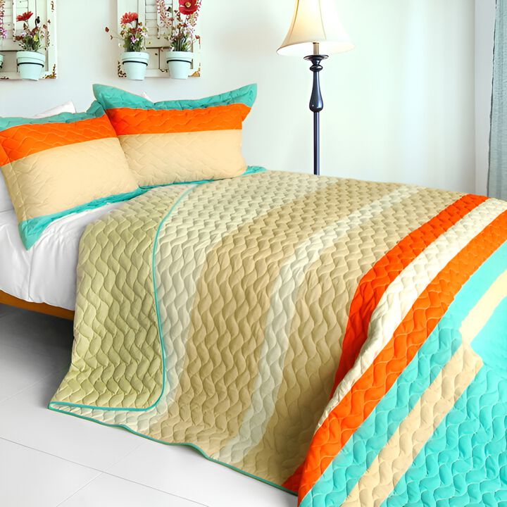 Full Queen Angels Walk on Through 3 Piece Patchwork Quilt Bedding Set